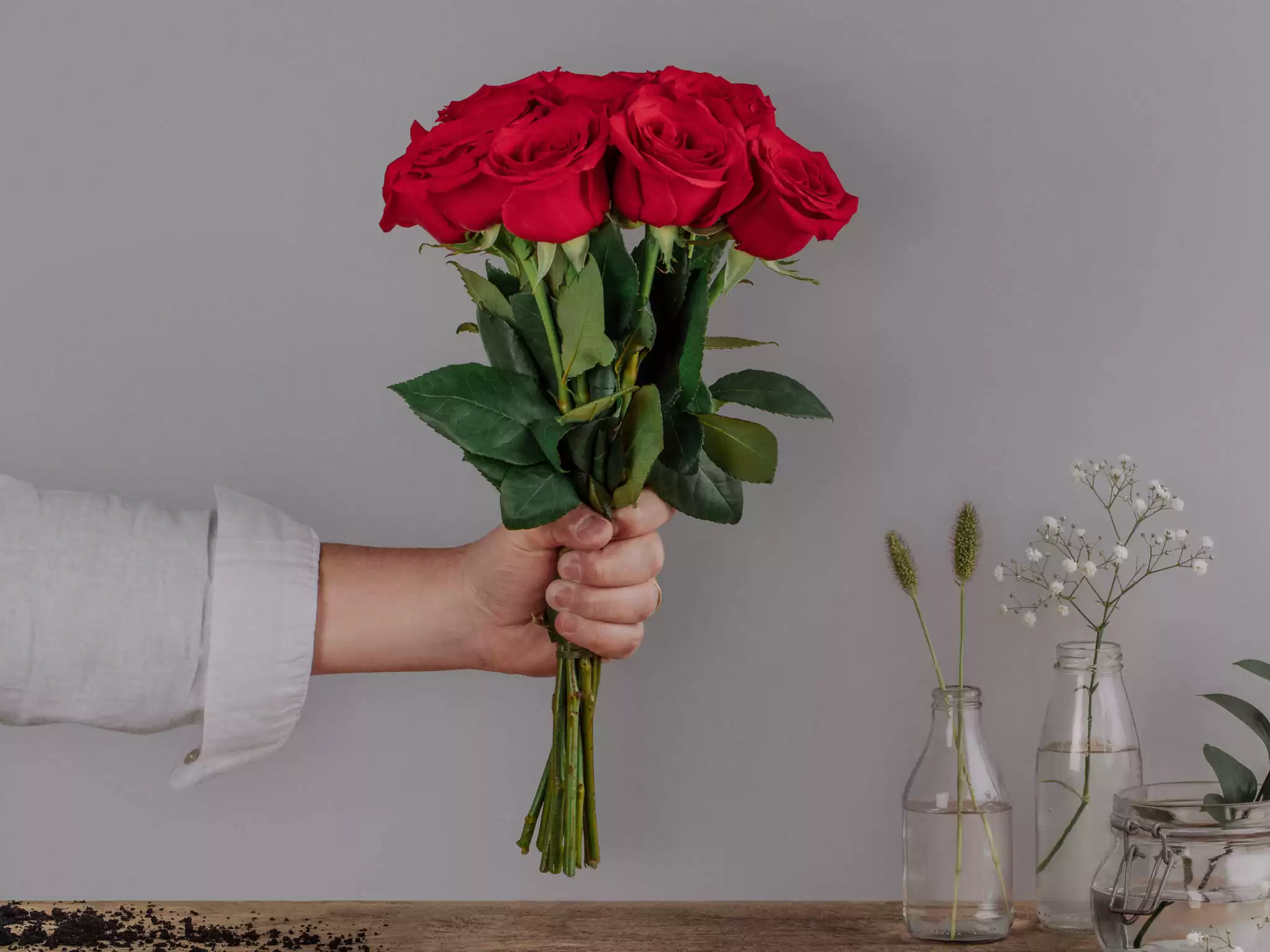Buque De 10 Rosas Colombianas Vermelhas